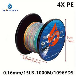 TEMU SHUATION 4배 꼰 PE 낚시줄 - 1000미터/3280피트 고밝기 컬러코딩, 초강력 인장 강도 및 내마모성 루어 및 민물 바닷물 낚시에 적합