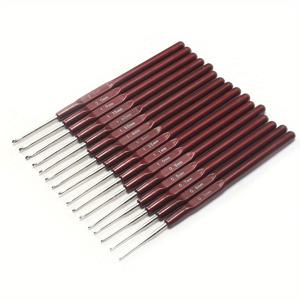 TEMU ABS 손잡이가 있는 16피스 금속 플라스틱 크로셰 훅 세트, 스웨터 제작용 0.5mm-2.5mm 뜨개질 바늘, 사계절 공예 도구, 내구성 있는 메탈릭 마감, 크로셰 액세서리 및 필수품