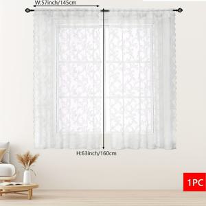 TEMU 1개 프렌치 컨트리 플로럴 커튼 패널 - 우아한 블랙 창문 드레이프, 꽃무늬 반투명 빛 차단 커튼 (거실/침실용), 웨딩 데코, 로드 포켓 디자인, 쉬운 설치 및 관리, 홈 장식, 섬세한 질감, 홈 데코레이터