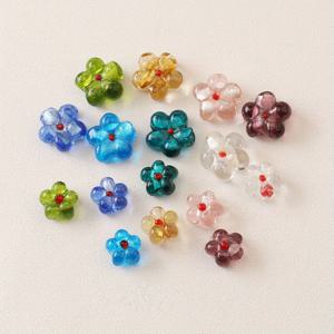 TEMU 15x8mm 유리 꽃 비즈, 손수건 목걸이, 팔찌, 귀걸이용 패션 DIY 공예 용품 - 다양한 색상, 도장 처리, 보석 만들기 용품| 생동감 있는 비즈 디자인| 세밀한 공예 기술