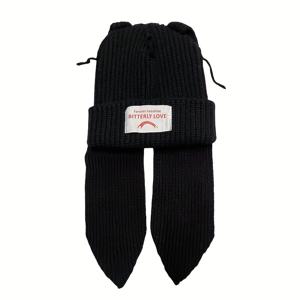 TEMU 라벨 패치 Unisex Beanie 귀여운 고양이 귀 단색 컬러 니트 모자 Unisex 커플 해골 모자 겨울 따뜻한 니트 Slouch 스키 모자 여성 및 남성을위한
