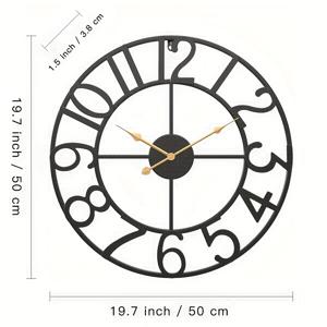 TEMU 빈티지 유럽 스타일 메탈 벽시계 - 로마 숫자가 있는 무소음 대형 라운드 시계, 블랙 & 골드 악센트, 배터리 작동 (AA 미포함), 거실/침실/사무실 장식용, 클래식 우아함, 내구성 있는 시계, 홈 , 러스틱 매력, 견고한 구조, 인테리어 디자이너를 위한 시계 수집품|벽시계|벽시계