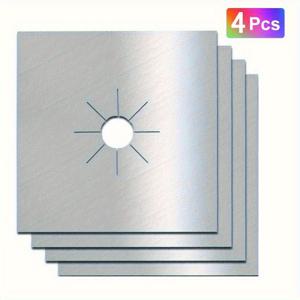 TEMU 4개 블랙 가스레인지 보호 커버 - 스크래치 방지, 누수 방지 버너 커버 - 가스/전기/인덕션 호환 가능 - 쉽게 세척 가능한 공간 절약형 디자인 - 주방용품 액세서리