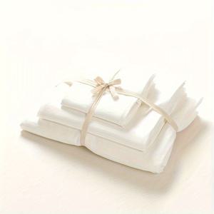 TEMU 4개의 고무줄이 달린 흰색 스킨 친화적인 침구 세트, 이불 커버, 시트, 베개 커버 2개 포함 (이불 및 베개 삽입물 제외), 침실, 거실, 호텔, 기숙사에 적합, 모든 계절에 사용 가능, 데이 선물로 완벽합니다.