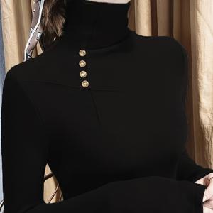 TEMU 여성을 위한 새로운 가을과 겨울용 양면 플리스 터틀넥 상의, 세련되고 따뜻하며, 레이어링에 이상적입니다.