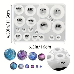 TEMU 레진용 20구획 실리콘 구형 몰드 - 직사각형 주얼리 만들기 몰드, 고품질 내구성 & 유연한 실리콘, DIY 공예용 균일한 구체 모양 오브, 귀걸이, 펜던트, 키체인 제작용, 창의적인 공예 도구, 거울 표면 몰드
