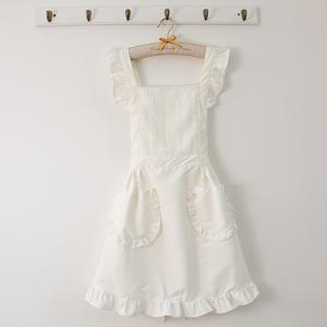 TEMU 2025년 신형 한국 스타일 여름 가벼운 앞치마 - 귀여운 디자인, 여성용 통기성 주방 앞치마, 흰색으로 러플 디테일이 있는 홈 및 요리용 완벽한 앞치마, 요리 필수품 | 러플 앞치마 | 가벼운 앞치마