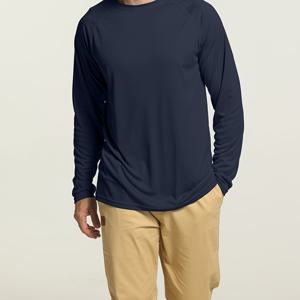 TEMU 남성용 단색 자외선 차단 셔츠, 액티브 롱슬리브 크루넥 러쉬가드 (낚시, 하이킹, 야외 활동용)