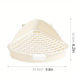 TEMU 플라스틱 코너 화장실, 토끼, 햄스터, 치칠라 등 소동물을 위한 삼각형 토끼 화장실 - 튼튼한 애완동물 용 케이지 배딩 트레이