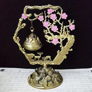 TEMU 1개 회전식 향로 - 전통 중국 꽃무늬 디자인, 핑크색 꽃, 골드 컬러 - 아연 합금 탁상 또는 제단 장식품 - 집, 사무실, 명상 공간용 - 전기 불필요 - 동양 스타일 애호가에게 이상적인 선물, 정교한 디테일, 복을 상징하는 오너먼트, 영적 탐구자들을 위한 홈 데코