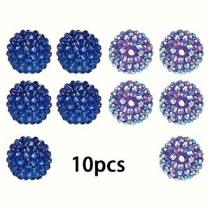 TEMU 10개 깊은 파란색 라인스톤 비즈, 20mm 라운드 디스코 볼 비즈, 부드러운 도자기 재료, 크리스마스 DIY 펜 만들기 보석 공급품 크래프트 유럽 팔찌 데이 결혼 시즌 어머니의 날 선물
