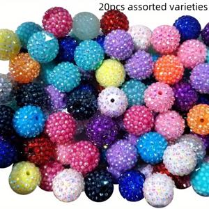 TEMU 20/14개 12/16mm 디스코 라인스톤 비즈 - DIY 주얼리 만들기, 팔찌, 목걸이, 귀걸이용 혼합 멀티컬러 반짝이는 레진 비즈 - 할로윈, 가을, 추수감사절, 크리스마스 공예 재료, 화려한 디자인, 광택 마감