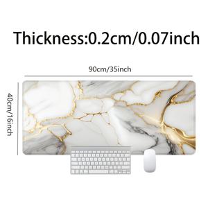 TEMU 화이트 골든 마블 대형 게이머 패드 컴퓨터 HD 데스크 매트 키보드 패드 천연 고무 미끄럼 방지 오피스 마우스패드 테이블 액세서리 남자친구/ 선물용 사이즈 35.4X15.7인치|컴퓨터책상