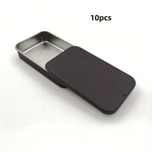 TEMU 10개 미니 메탈 캔 슬라이드 탑 뚜껑 - 립스틱, 고체 향수, 양념 및 액세서리용 직사각형 휴대용 컴팩트 컨테이너 - 내구성 있는 방수 디자인, 화이트 & 블랙, 여행 및 일상 사용에 이상적 (선물, 보관), 온더고 에센셜즈, 디자인, 안전한 잠금, 소형 수납 박스, 홈 오거나이저