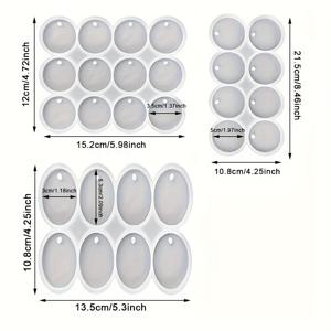 TEMU 귀걸이 펜던트 열쇠고리 애완동물 태그용 28구 평면 라운드 실리콘 수지 주형, 반짝이는 표면, 직사각형 모양, 내구성 있는 소재