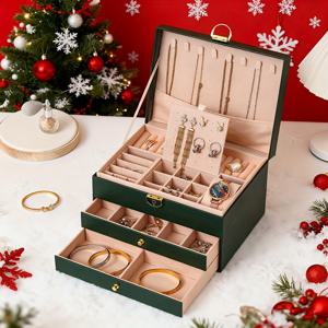 TEMU 귀걸이, 반지, 목걸이, 비즈 및 기타 액세서리를 정리하고 전시하기 위한 넉넉한 3단 공간이 있는 주얼리 보관함. 침실, 화장대 및 메이크업 스테이션에 적합하며, 주얼리 상자, 정리 및 전시용 주얼리 상자.|키링부자재