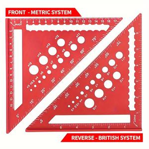 TEMU 1개 헤비듀티 7인치 알루미늄 합금 삼각자 - 건설, 목공, 공학용 - 정밀 측정 눈금 포함 - 건축가, 도면 테이블, DIY 프로젝트에 이상적 - 전문 및 가정용 내구성 강한 삼각자, 각도 측정 도구