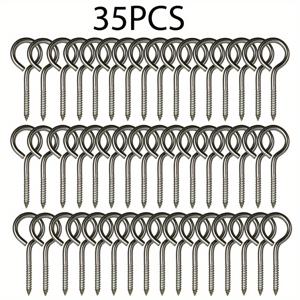 TEMU 15개/25개/35개 헤비듀티 스크류 아이 볼트 - 304 스테인리스 스틸, 2.59인치 (6.6cm), 은색, 광택 마감, 둥근 머리, 나선형 핸들, 녹 및 부식 방지, 200lbs 용량, 실내외 사용에 적합, 목재 고정, 케이블 관리, 해먹 지지대에 이상적, 튼튼한 재료