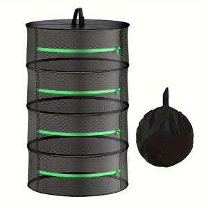 TEMU 1개 다층 야외 건조망 가방, 2/4/6/8단 그린 접이식 건조 바구니, 걸이형 건조대, 메쉬 옷 건조대, 지퍼 다층 통기성 메쉬 건조대, 건조대