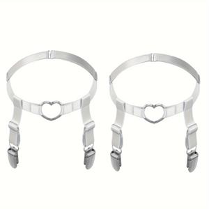 TEMU 여성용 빈티지 펑크 레그 가터 벨트 2개 세트 - 조절 가능한 신축성있는 허벅지 하네스와 하트 클립, 축제 및 패션 액세서리에 완벽