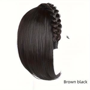 TEMU 여성용 자연스러운 합성 땋은 헤어밴드 헤어피스, 헤어 클립인 브레이드 익스텐션 토퍼, 헤어 액세서리