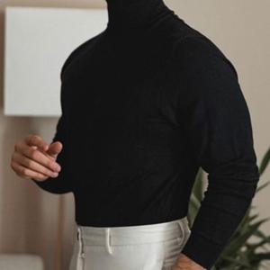 TEMU 남성용 솔리드 컬러 긴팔 하이넥 캐주얼 스웨터 - 레귤러 핏 소프트 웜 풀오버, 가을 겨울용 다목적 일상 & 포멀웨어, 부드러운 질감, 고품질 니트웨어