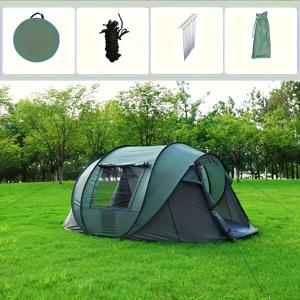 TEMU 1개 자동 팝업 텐트, 휴대용 야외 캠핑 텐트, 3단 하우스보트 디자인, 하이킹 및 여행에 적합, 5-8인용, 110.24인치 * 82.68인치 * 47.24인치, 캠핑 텐트, 캠핑 장비