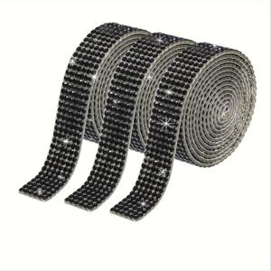 TEMU 6줄 자체 접착 라인스톤 리본 스트립 3롤, DIY 아이스 아웃 블링 스티커 롤, 공예용 핸드폰 차 장식 보석 만들기 용품