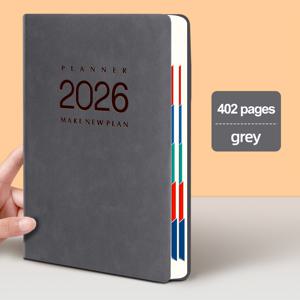 TEMU 2026 인조 가죽 일일 플래너 - 시간 관리 및 자기 훈련 다이어리, 365일 사무실 및 학교 일정, 부드러운 커버, 내구성 있는 합성 인조 가죽, 월별 및 일일 보기, 영어, 전문 레이아웃, 소프트 커버 노트북