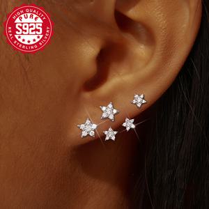 TEMU S925 실버 스파클링 귀걸이 한 쌍, 여성용 트렌디 주얼리 (합성 시스탁 Zirconia 상감), 데일리룩을 위한 다용도하고 우아한 디자인, 올 시즌 패션 액세서리, 저자극성, 여성용 귀걸이, 여성용 귀걸이 고품질, 귀걸이 특이한, 꽃귀걸이, 진주귀걸이, 귀걸이 여성, 진주귀걸이 여성, 클립 귀걸이, 클립온 귀걸이