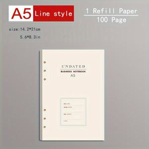 TEMU 1개 두꺼운 안감 종이 리필 가능한 A5 & B5 바인더 노트북 - 분리 가능, 6링 & 9링 호환, 비즈니스 회의 및 사무용 노트에 이상적, 회의 노트북|세련된 모던 노트북|페이지 추가가 쉬움, 학교용 노트북