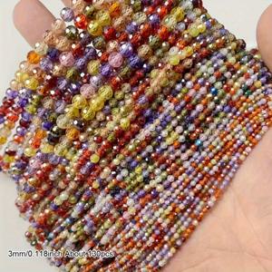 TEMU 보석 만들기 DIY 팔찌 목걸이 반지 액세서리용 2 3 4mm 천연 면처리 합성 지르코니아 스톤 루즈 비즈