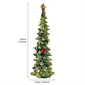 TEMU 1개 손으로 그린 레진 크리스마스 트리 조각상, 11인치 녹색 장식 조각상, 휴일 파티 테이블 센터피스용, 홈 쇼핑 디스플레이 및 크리스마스 선물에 이상적 - 실내 축제 장식, 다양한 방 호환성, 전기 필요 없음 수집 가능한 건물 및 액세서리, 할로윈