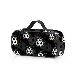 TEMU 초대형 축구/축구 테마 3D 프린팅 지갑 & 필통 지퍼 클로저 - 남성, 여성을 위한 헤비듀티 팬 선물 - 다중 구획 정리함과 튼튼한 지퍼 & 상단 접근 - 내구성 (골든/그린/핑크 축구 디자인이 있는 블랙) - 여행, 캠핑에 이상적 - 축구 패턴 & 튼튼한 지퍼 클로저 - 대용량 지갑