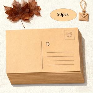 TEMU 크라프트 종이 빈 엽서 - 우아한 베이지 & 브라운 톤, 인사, 생일, 크리스마스, 추수감사절, 봉투 포함 엽서, 발렌타인데이, 부활절, 하누카, 결혼식, 초대장, 선물 태그용 무선 필기 카드