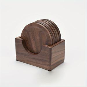 TEMU 블랙 월넛 우드 코스터 6개 세트 - 일본 스타일, 커피 & 티 테이블용 우아한 음료 매트|티테이블