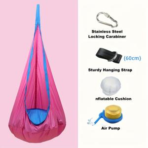 TEMU 13가지 색상 제공, 편안한 1개 매달린 해먹 포드 스윙 시트 인플레이터블 베개 포함 - 손세탁 가능 - 실내/야외 휴식 및 놀이에 이상적, 추수감사절, 크리스마스, 새해 선물, 실내 해먹, 야외 해먹, 해먹 의자, 거실 해먹 (인플레이터블 쿠션 포함)