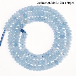 TEMU 5X2Mm 천연석 론델 블루 아쿠아마린 라운드 루즈 스페이서 비즈 주얼리 만들기 DIY 팔찌 귀걸이 액세서리 15''