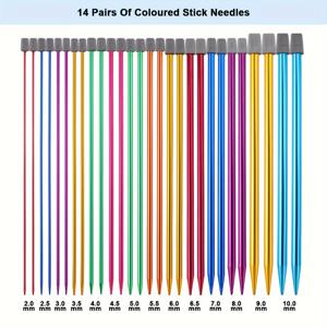 TEMU 14쌍 혼합 색상 교환 가능한 뜨개질 바늘, 25cm 경량 플라스틱 뜨개질 바늘, 니트 스웨터, 숄, 스카프 - 관절염에 좋은 뜨개질 용품