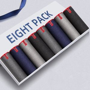 TEMU 무늬가 있는 남성용 팬티 8개 세트, 패셔너블하고 통기성이 좋은 연한 베이지색 플랫컷 스포츠 및 캐주얼 착용용