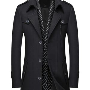 TEMU 뉴 남성용 양털 트위드 코트 가을 겨울 남성용 스카프 칼라 따뜻한 트위드 미디엄 및 롱 코트