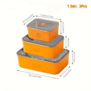 TEMU 1세트 3종 스테인리스 주방 보관 용기 세트, 뚜껑 포함 다용도 야외 피크닉 및 캠핑 보관 상자 (3가지 사이즈)|냉동고