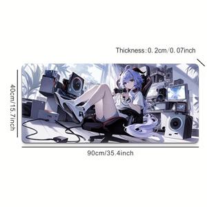 TEMU 애니메 블루 헤어 걸이 eSports 룸, 추가 대형 마우스 패드, 직사각형 마우스 패드, 미끄럼 방지 및 내구성이 뛰어난 고무 재질, 정밀한 엣지 스티치 기술, 사무실, 가정 장식 및 게임 마우스 미끄럼 방지, 크리스마스, 추수 감사절 및 할로윈, 남자 친구와 여자 친구와 교환, 이상적인 선물