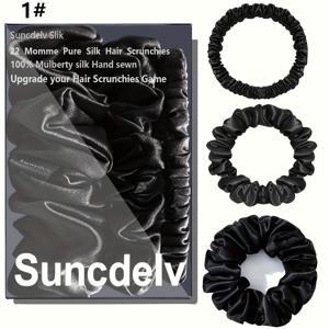 TEMU 3개 YANRONG 실크 헤어 곱창 밴드 - 우아한 단색 머리끈, 폭 1cm/2cm/3cm, 여성용 고품질 헤어 액세서리, 발렌타인데이 선물, 캐주얼 & 포멀 스타일을 위한 다용도 헤어밴드, 헤어 액세서리, 다용도 헤어밴드