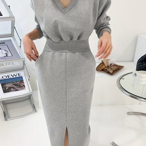 TEMU 가을 겨울 여성 캐주얼 V넥 솔리드 컬러 긴팔 드로스트링 허리 루즈핏 포켓 후드 드레스, 슬릿 헴 디자인, 스타일리시하고 다용도로 따뜻한 안감, 데일리 아웃팅에 편안한 A7401-1|여성원피스|인견원피스|가을원피스