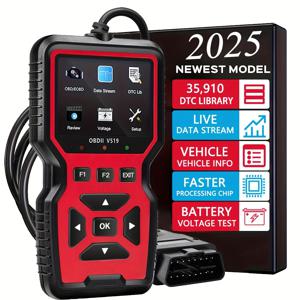 TEMU 자동차 OBD2 스캐너 진단 도구 코드 리더, 자동차 전압 테스터 엔진 오류 코드 스캐너, OBDII용 충전 테스터 진단 도구 - 레드, 자동차 진단,휴대용 기기,컴팩트 스캐너,고품질 스캐너,진단 리더,자동차 정비사,DIY 자동차 수리
