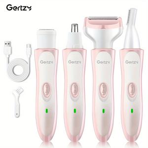 TEMU GERTZY 여성용 4-in-1 전기 면도기, USB 충전, 패션 핑크 디자인, 전체 신체 털 제거 효율성, 팔과 다리용 휴대용 면도기, 이상적인 크리스마스 및 아버지의 날 선물, 면도기 충전