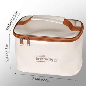 TEMU 휴대용 1개 도시락 가방/보관백/단열 보온백 - 화이트 & 베이지 PU 디자인, 대용량 학교·사무실·아웃도어 피크닉·여행용 - 신선하고 맛있는 음식 유지, 백 투 스쿨
