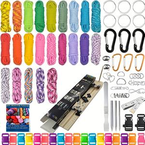 TEMU 손으로 만든 7코어 로프 도구 키트, 팔찌 세트, 애완동물 짜기 칼라 로프 만들기 설명서 포함.