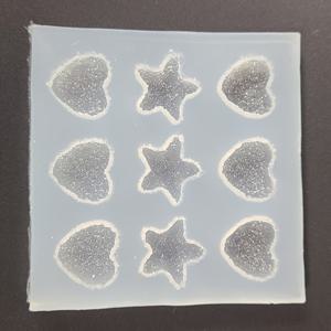 TEMU 에폭시 수지 주얼리용 6구 실리콘 몰드 - 반투명 하트 & 별 모양, DIY 공예 및 귀걸이 만들기에 유연하고 튼튼한 실리콘 레진 몰드